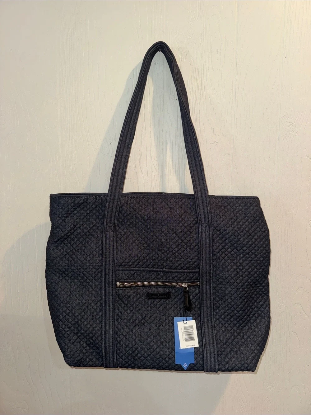 Vera Bradley Quilted Black Tote with Front Zip Pocket